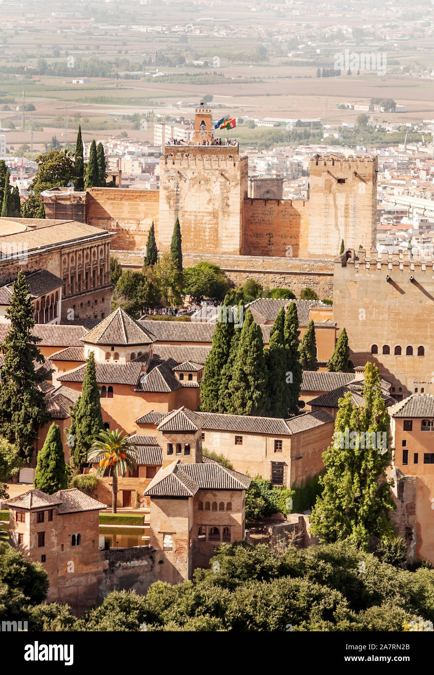 Aerial view of the Alhambra in Granada on a cloudy day Stock Photo - Alamy