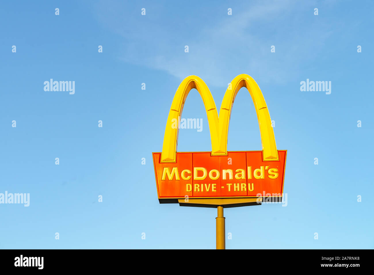 McDonald's restauraunt sign. The McDonald's Corporation is the world's ...