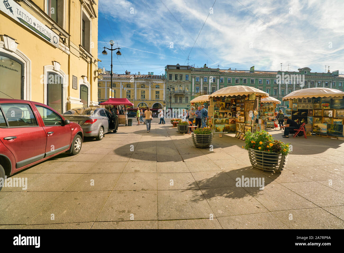 SAINT PETERSBURG, RUSSIA - CIRCA AUGUST, 2017: sidewalk located in Saint Petersburg, Russia Stock Photo