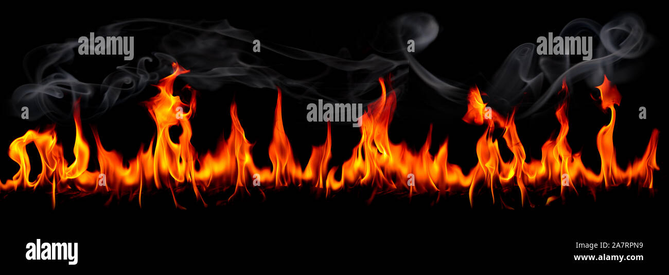 Hot fire flames on abstract art black background Stock Photo - Alamy