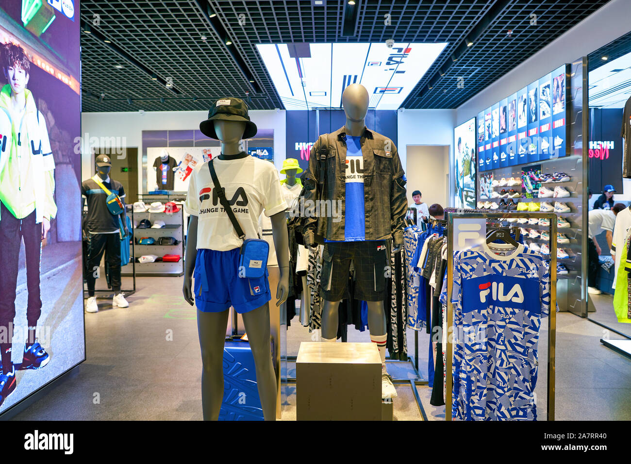 SHENZHEN, CHINA - CIRCA APRIL, 2019: clothes on display at Fila store in  Shenzhen. Fila is an Italian sporting goods brand and company Stock Photo -  Alamy