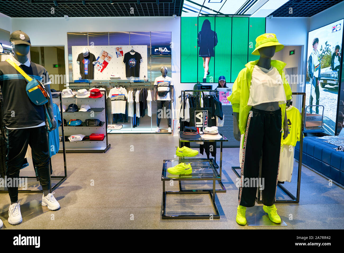 SHENZHEN, CHINA - CIRCA APRIL, 2019: interior shot Fila store Shenzhen. Fila is an Italian brand and company Stock Photo - Alamy