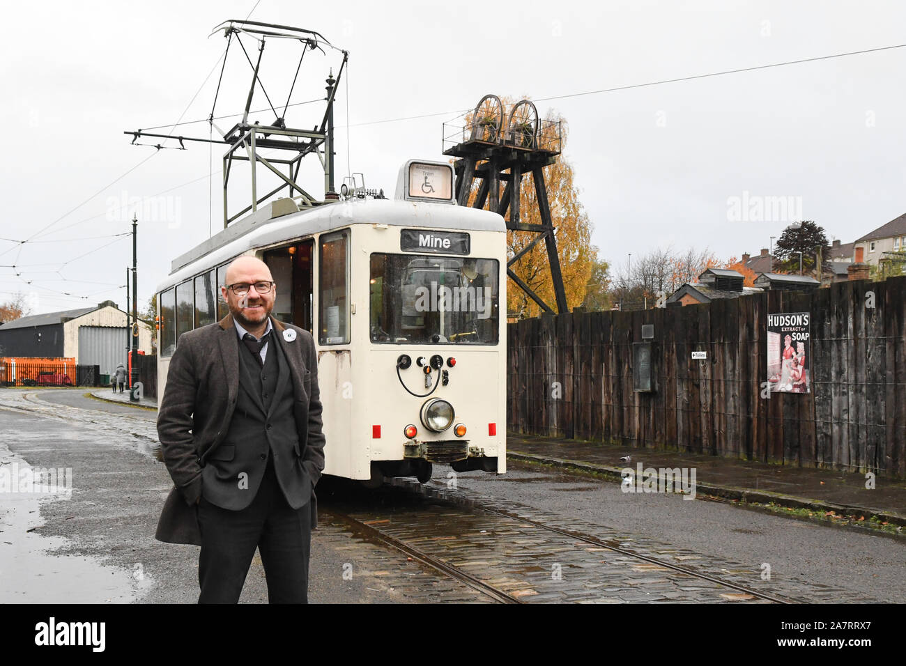 Coatbridge, Scotland, UK. 4th Nov, 2019. Scottish Green Party co-leader Patrick Harvie MSP touring Summerlee Museum of Scottish Industrial Life at the launch of the latest Scottish Green New Deal paper.  The New Economics Foundation was commissioned to produce the report; 'Re-energising Manufacturing: Industrial Policy for Renewables Manufacturing in Scotland' . Credit: Kay Roxby/Alamy Live News Stock Photo