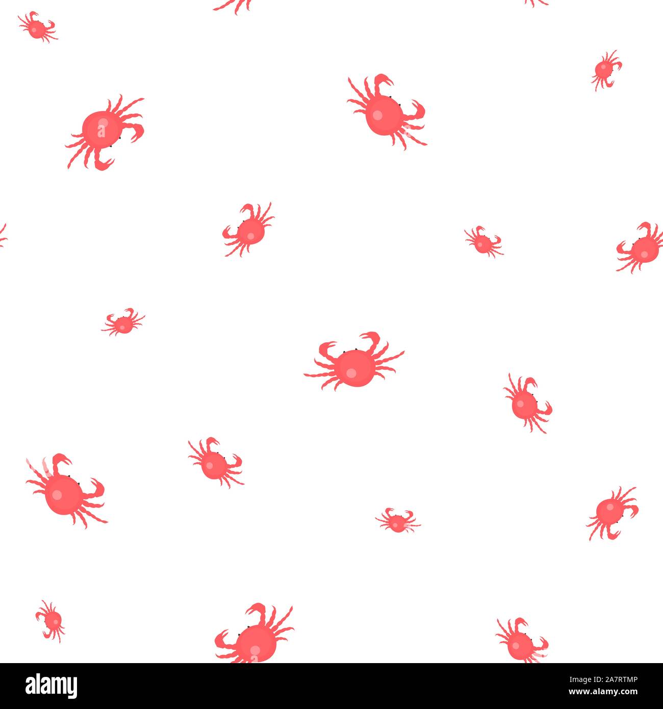 Seamless pattern with red crabs on white background. Vector ...