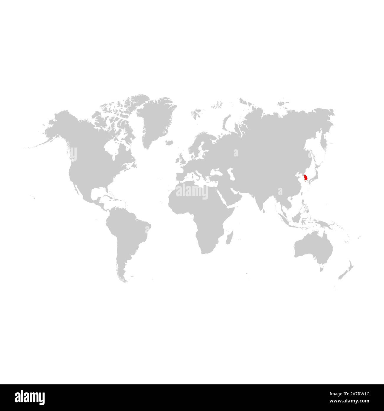 South Korea on world map Stock Vector