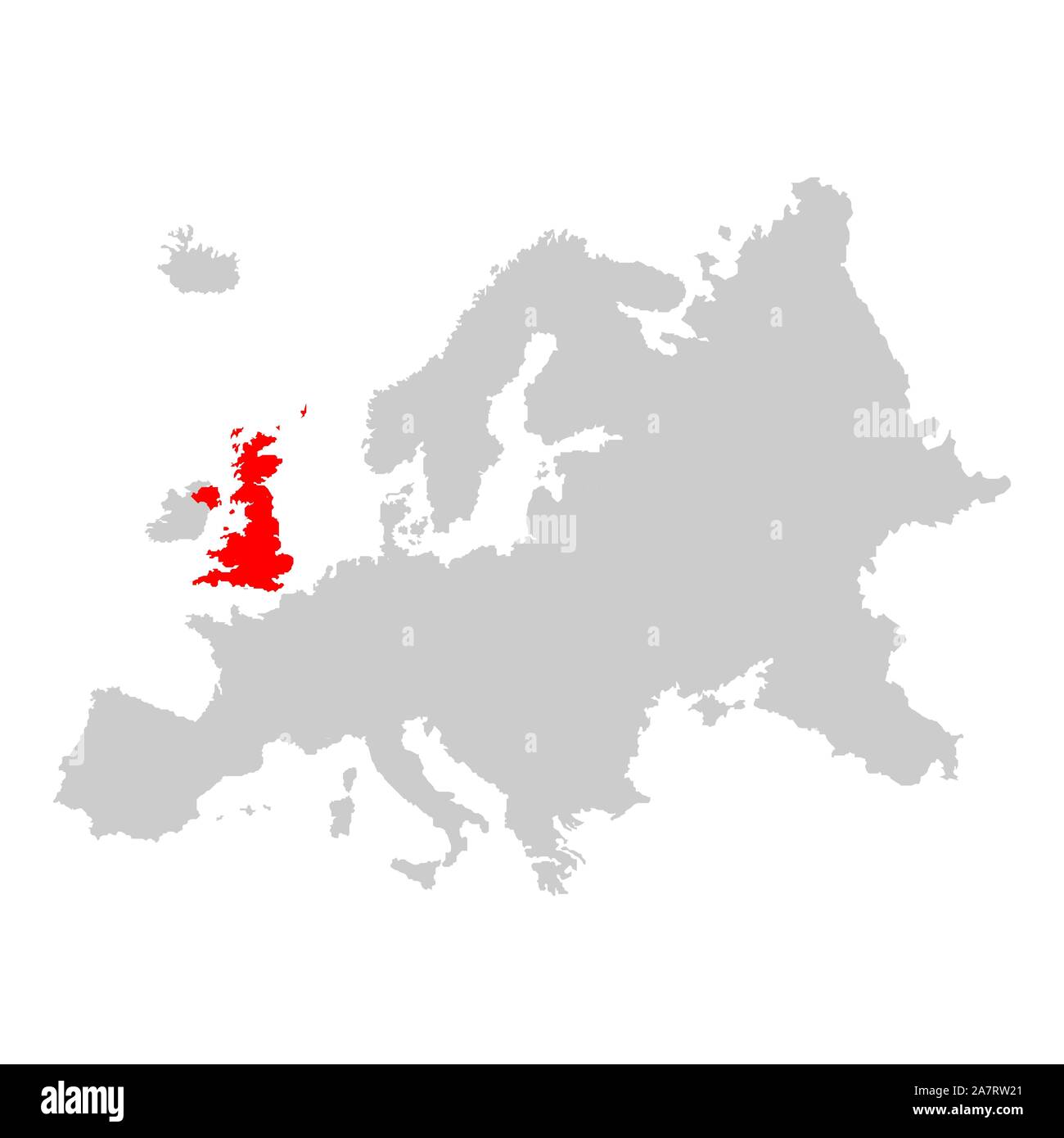 UK on map of europe Stock Vector