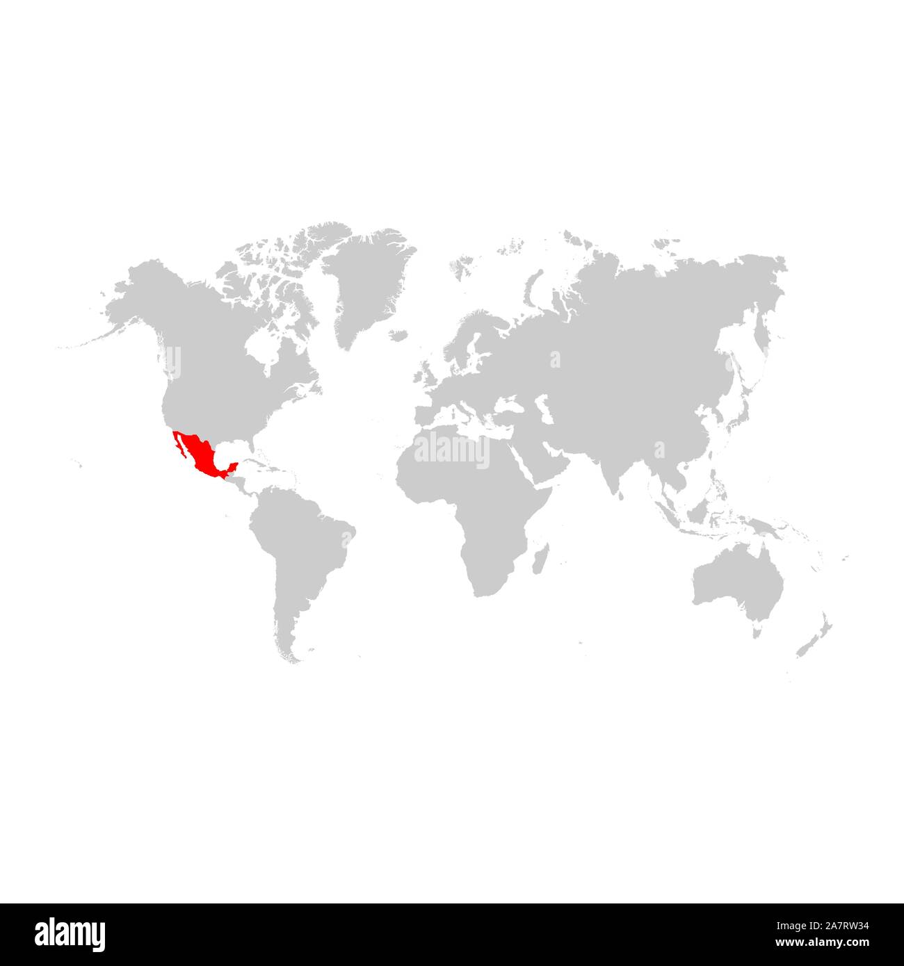 Mexico On World Map Stock Vector Image Art Alamy Mexico On World Map 2A7RW34 
