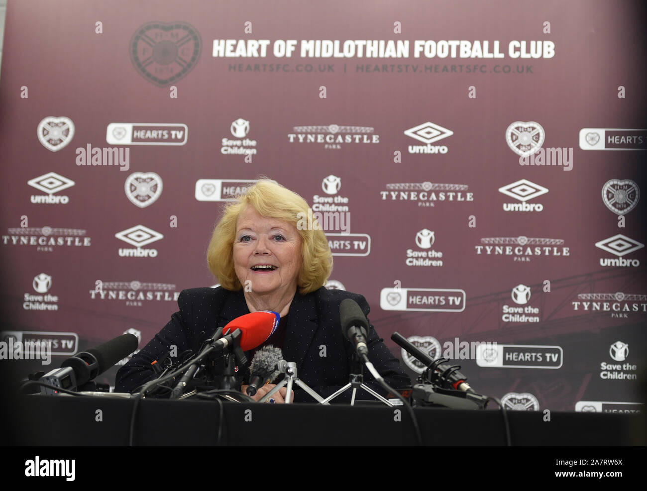 Tynecastle Park, Edinburgh, Scotland, UK. 4th Nov, 2019. Hearts owner Ann Budge Media conference regarding search for new manager. Credit: eric mccowat/Alamy Live News Stock Photo