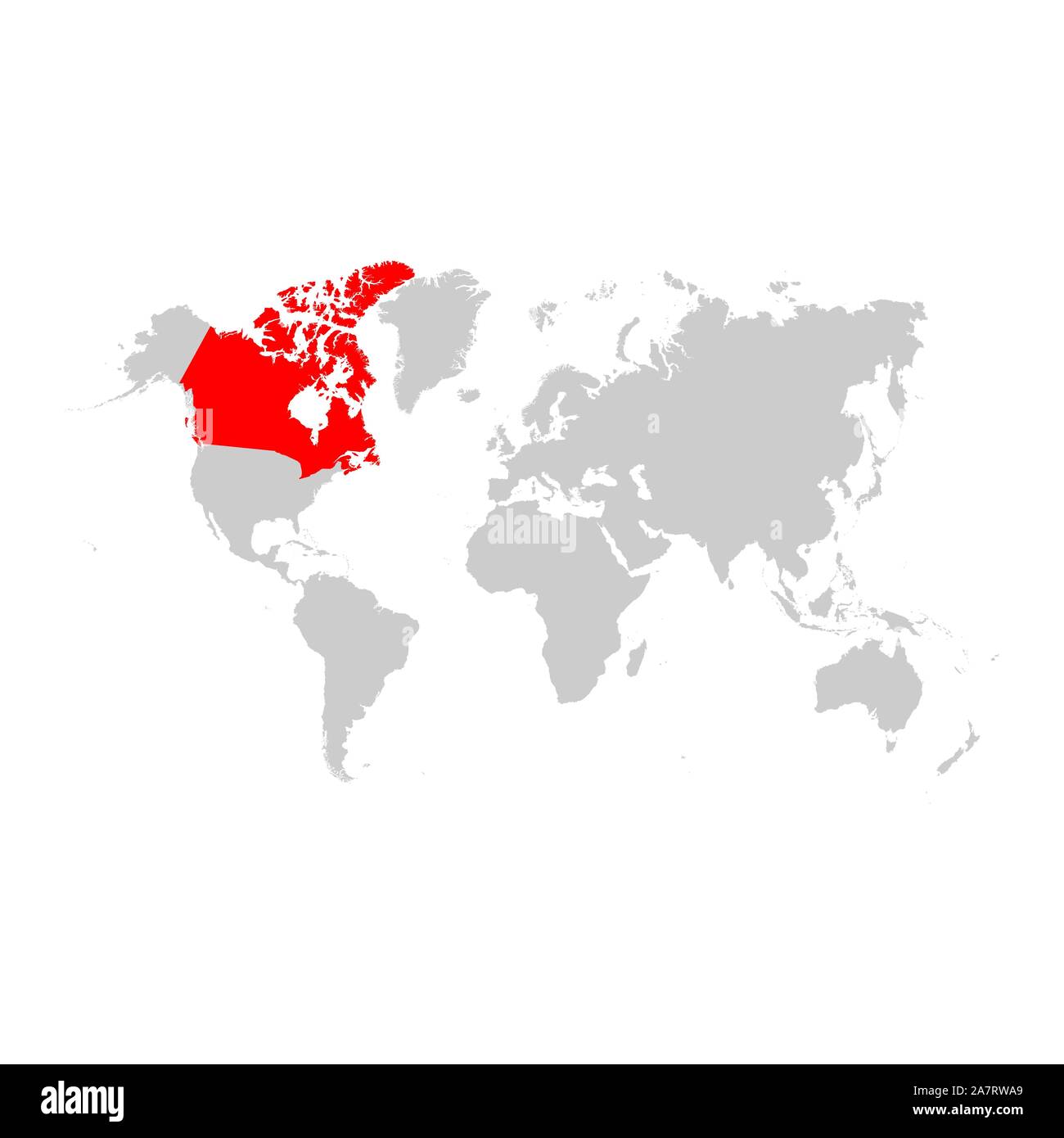 Canada Map On World Map Canada On World Map Stock Vector Image & Art - Alamy