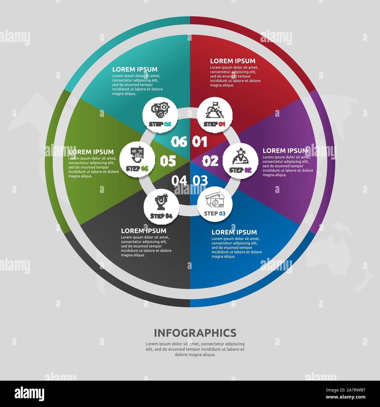 Vector flat template circle and sector infographics. Business concept ...