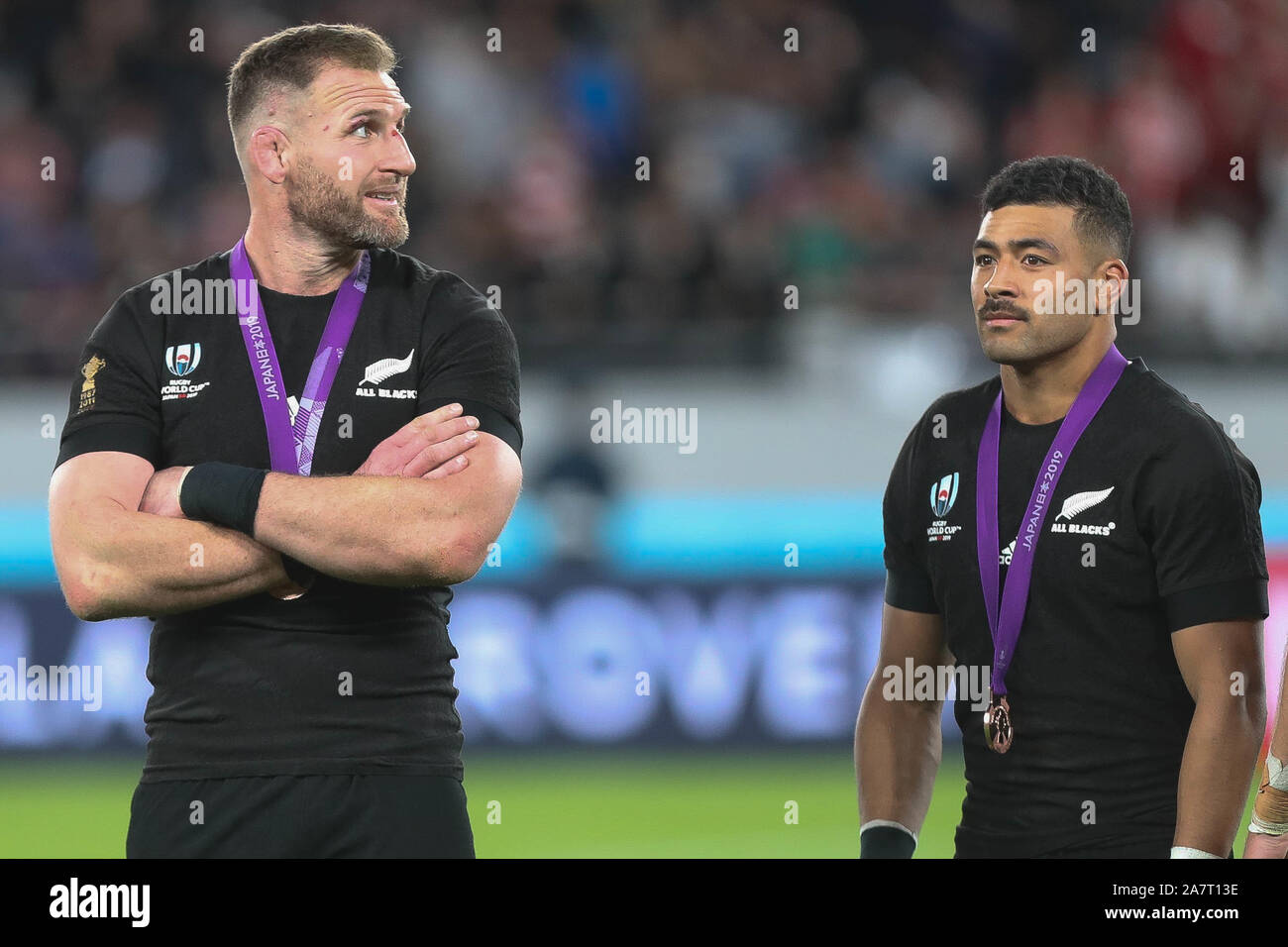 Kieran Read And Richie Mo Unga Of New Zealand During The World Cup Japan 19 3rd Place Rugby Union Match Between New Zealand And Wales On November 1 19 At Tokyo Stadium In