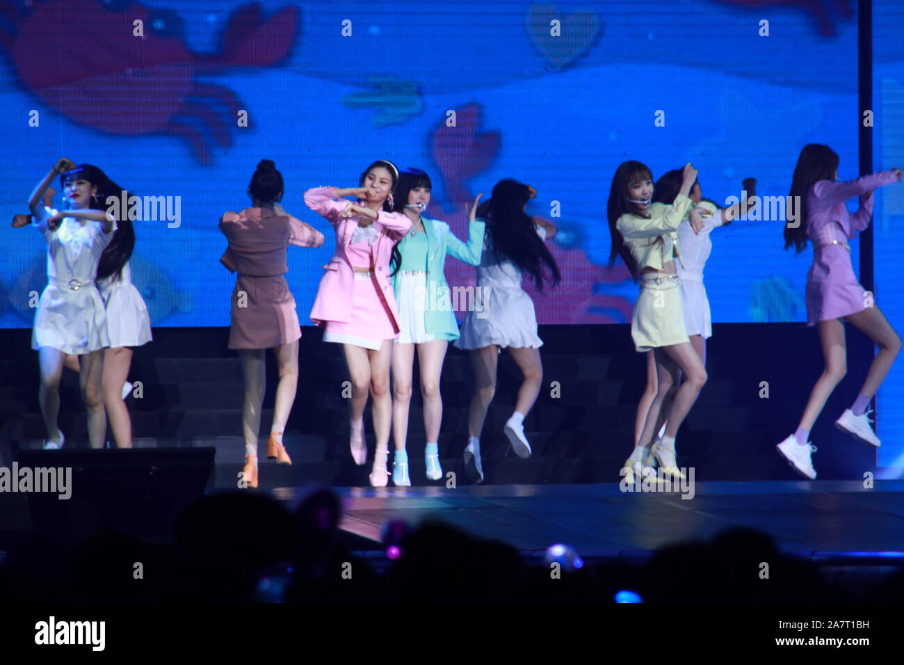 Members of South Korean girl group GFriend perform during the 2019 