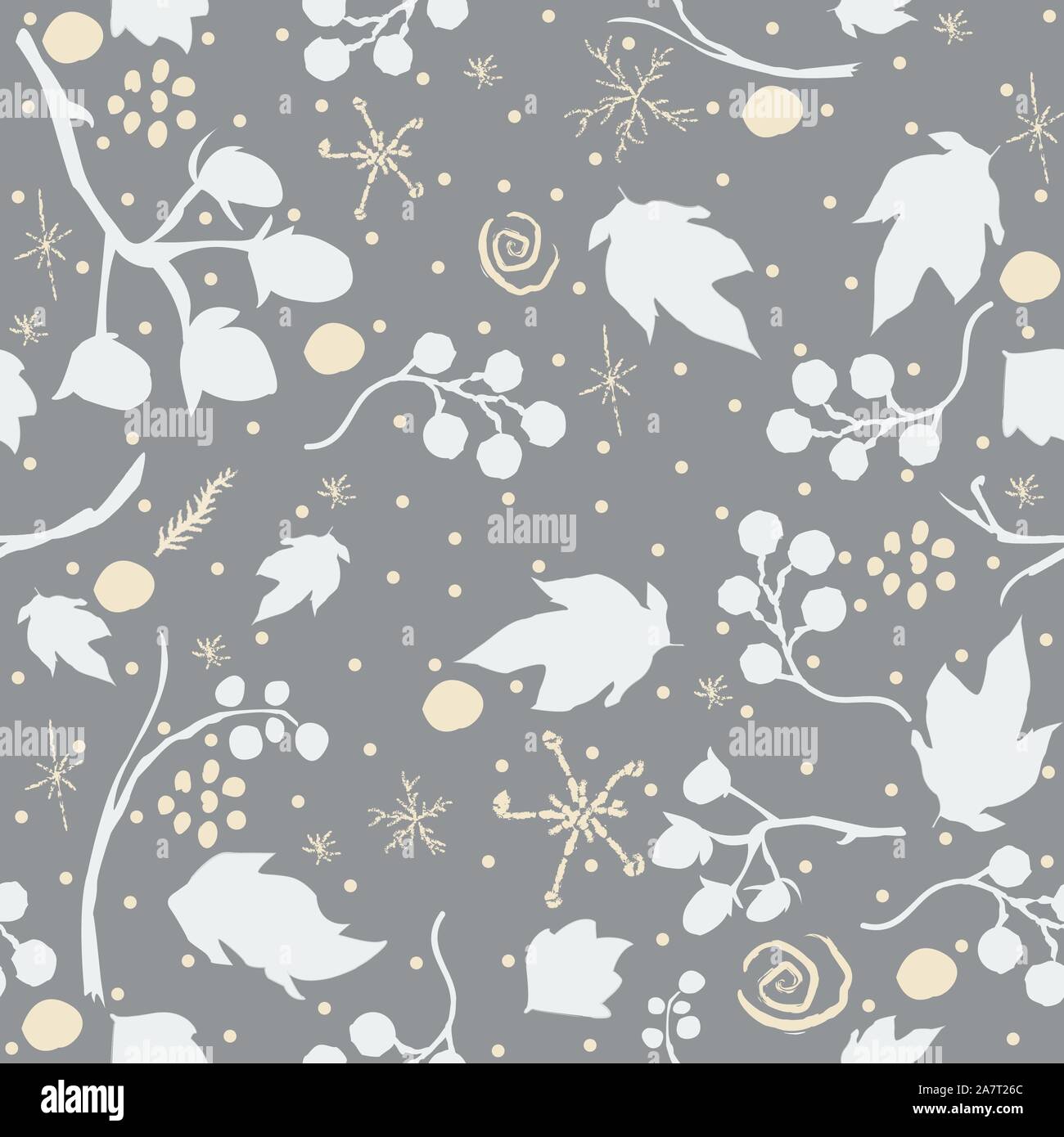 Seamless pattern with berries and spruce branches on a subtle ...