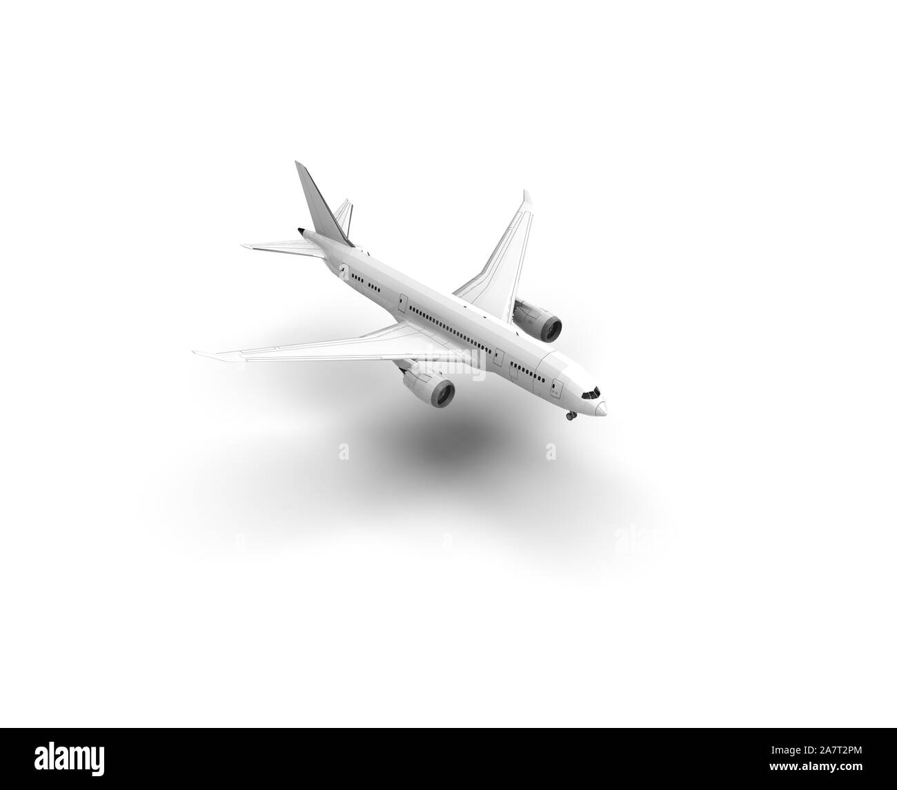 Airplane isolated on white 3D Rendering Stock Photo - Alamy