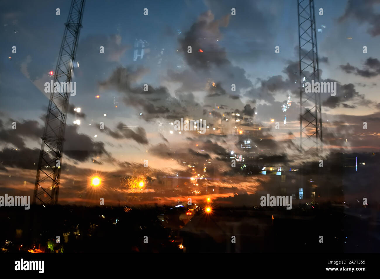 Sunset over the city of Bangalore, India Stock Photo