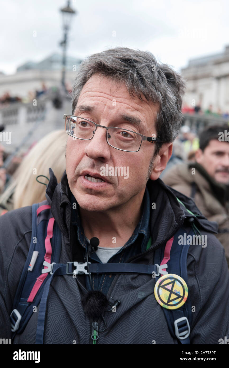 George Monbiot  is a British writer known for his environmental and political activism. Extinction Rebellion October Action 2019,Trafalgar Square Stock Photo