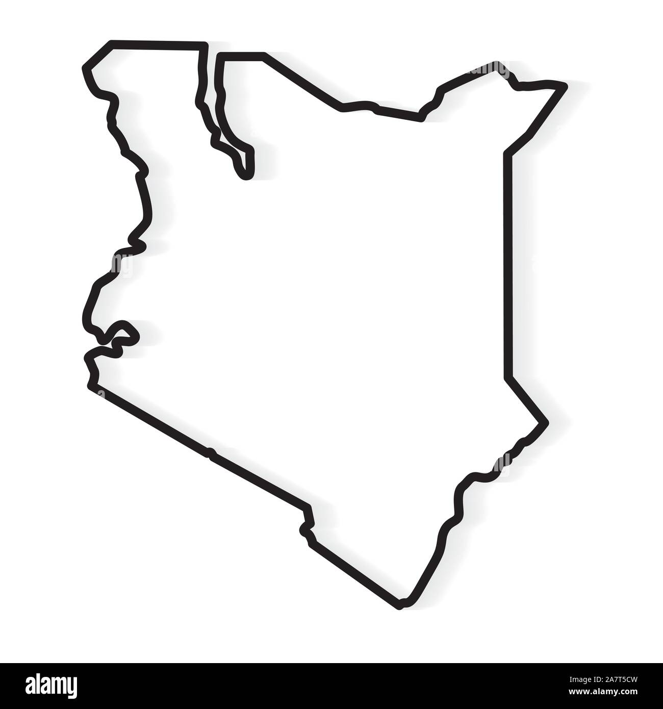 black outline of Kenya map- vector illustration Stock Vector