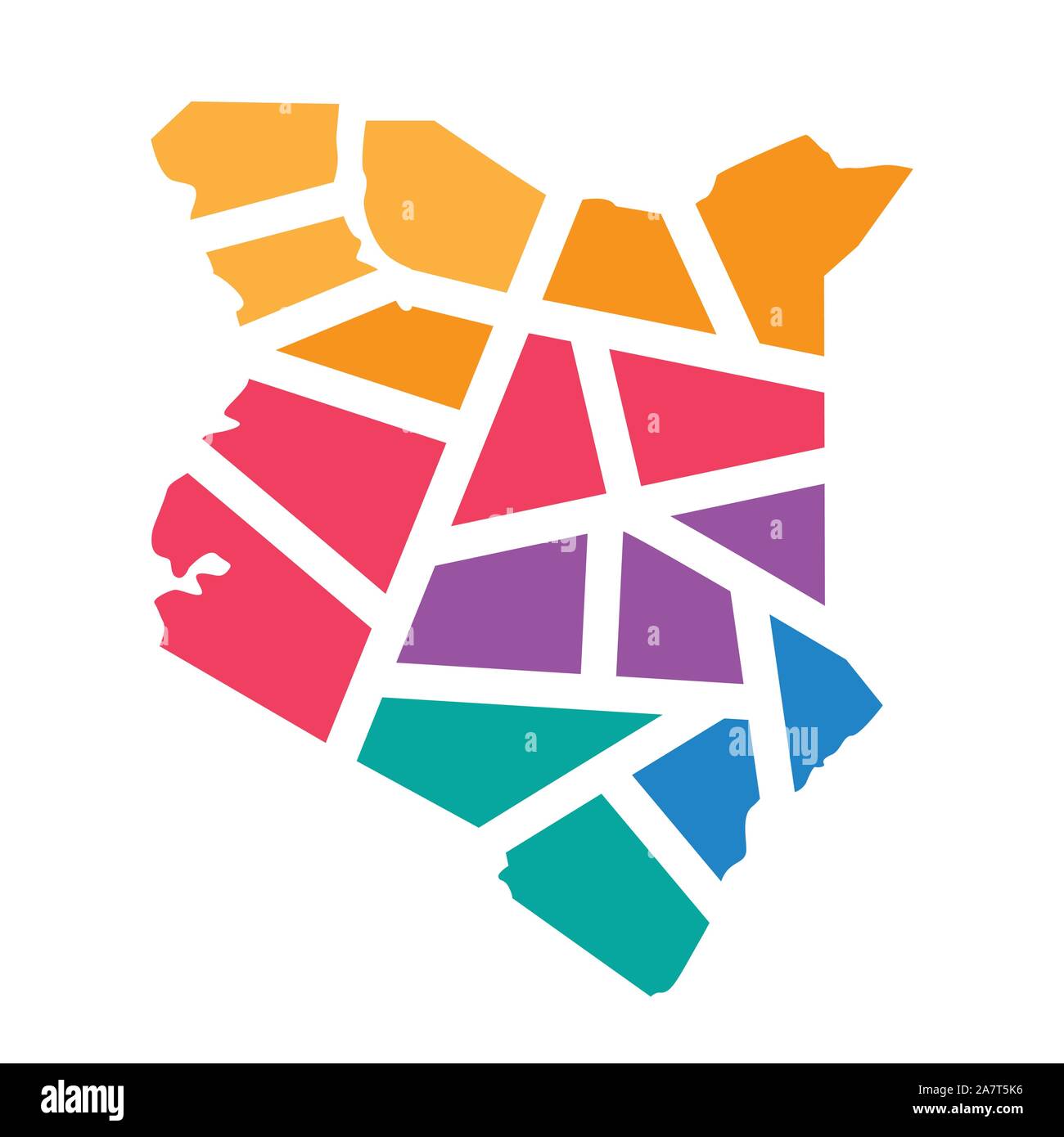 colorful geometric Kenya map- vector illustration Stock Vector