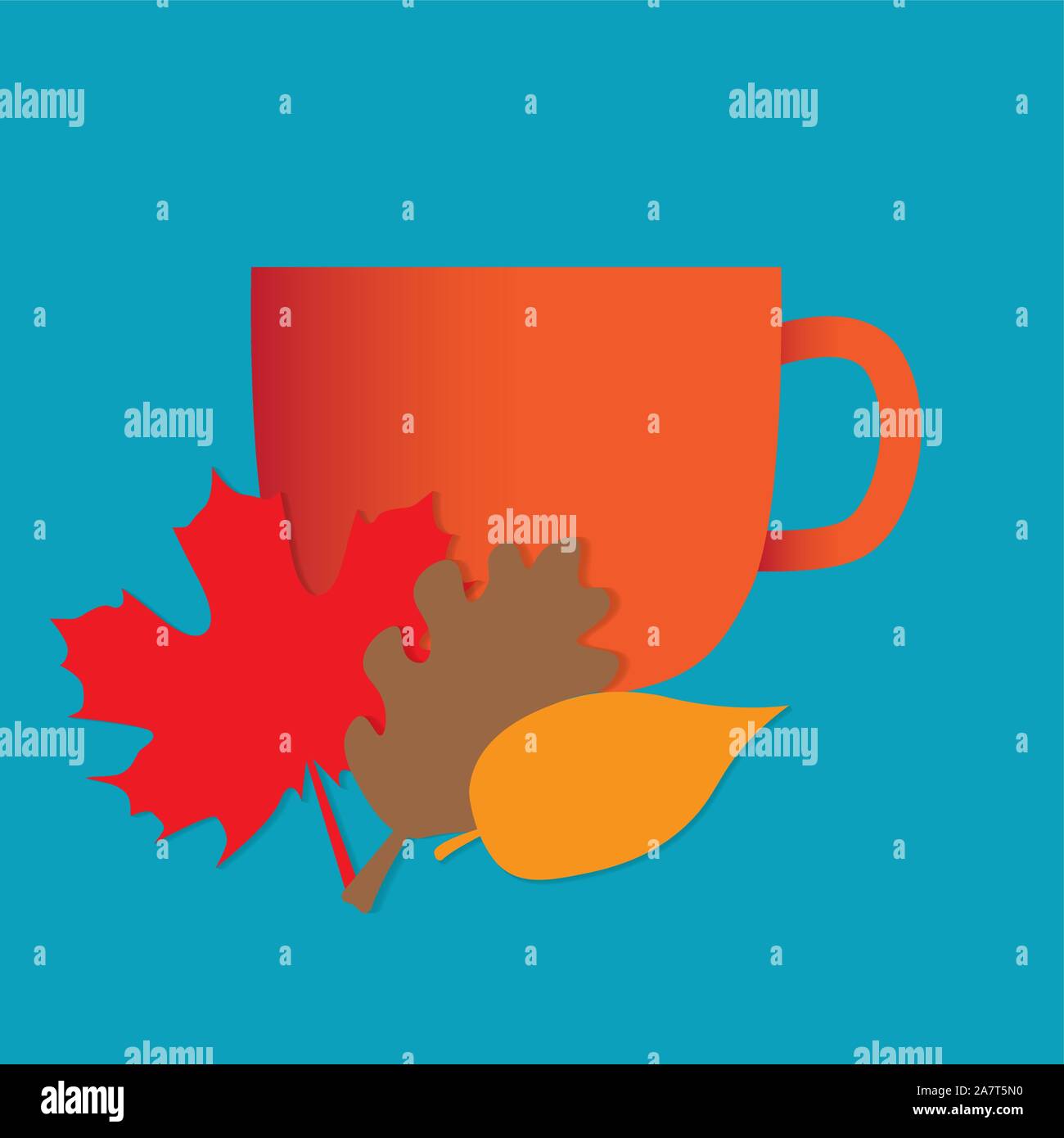 coffe cup with autumn leaves icon- vector illustration Stock Vector ...
