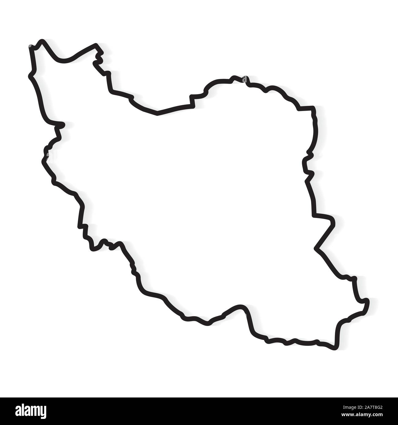 black abstract outline of Iran map- vector illustration Stock Vector