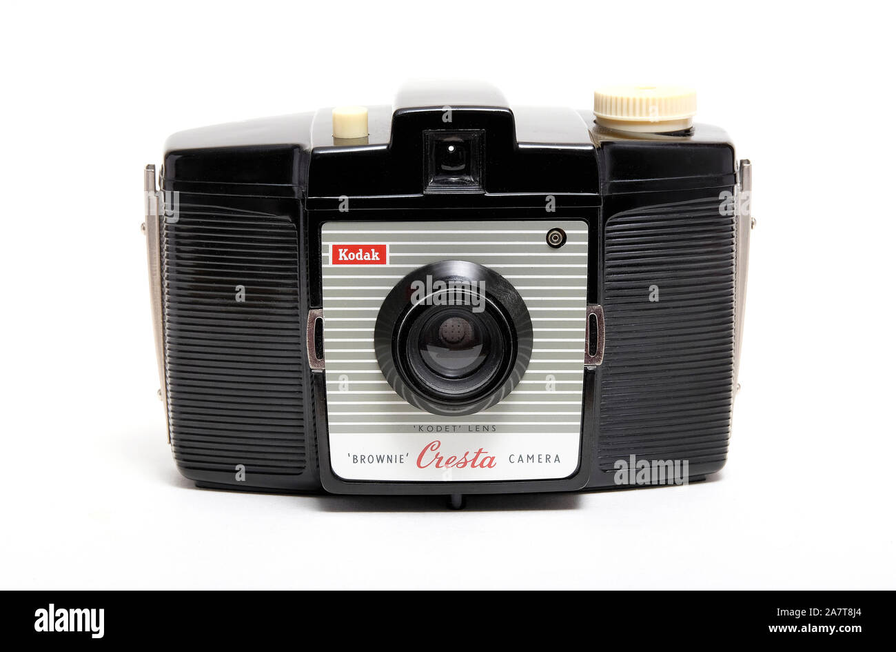 vintage kodak brownie cresta film camera on white background Stock Photo