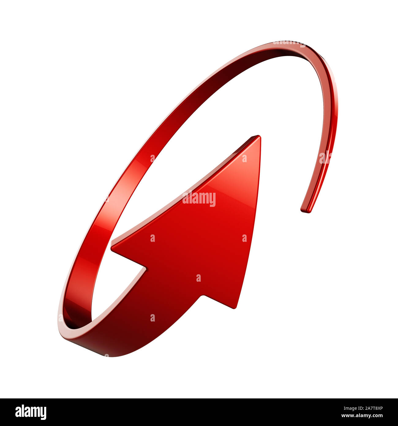 3d illustration of red round arrow on white background Stock Photo