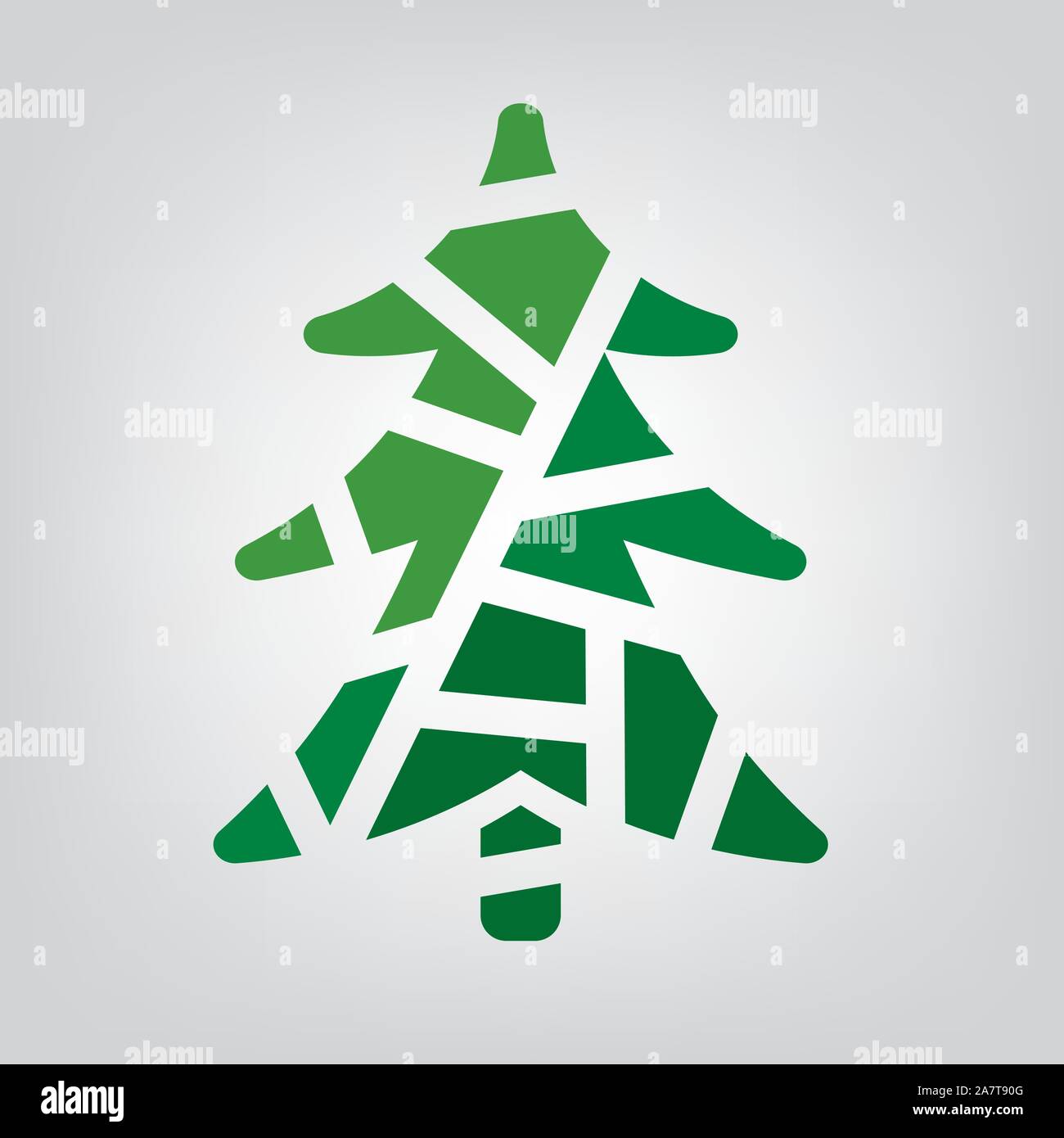 green geometric christmas tree icon- vector illustration Stock Vector