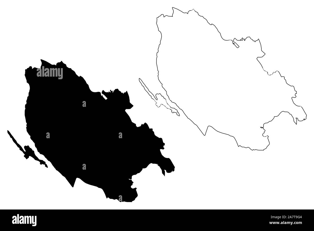 Lika-Senj County (Counties of Croatia, Republic of Croatia) map vector illustration, scribble sketch Lika Senj map Stock Vector
