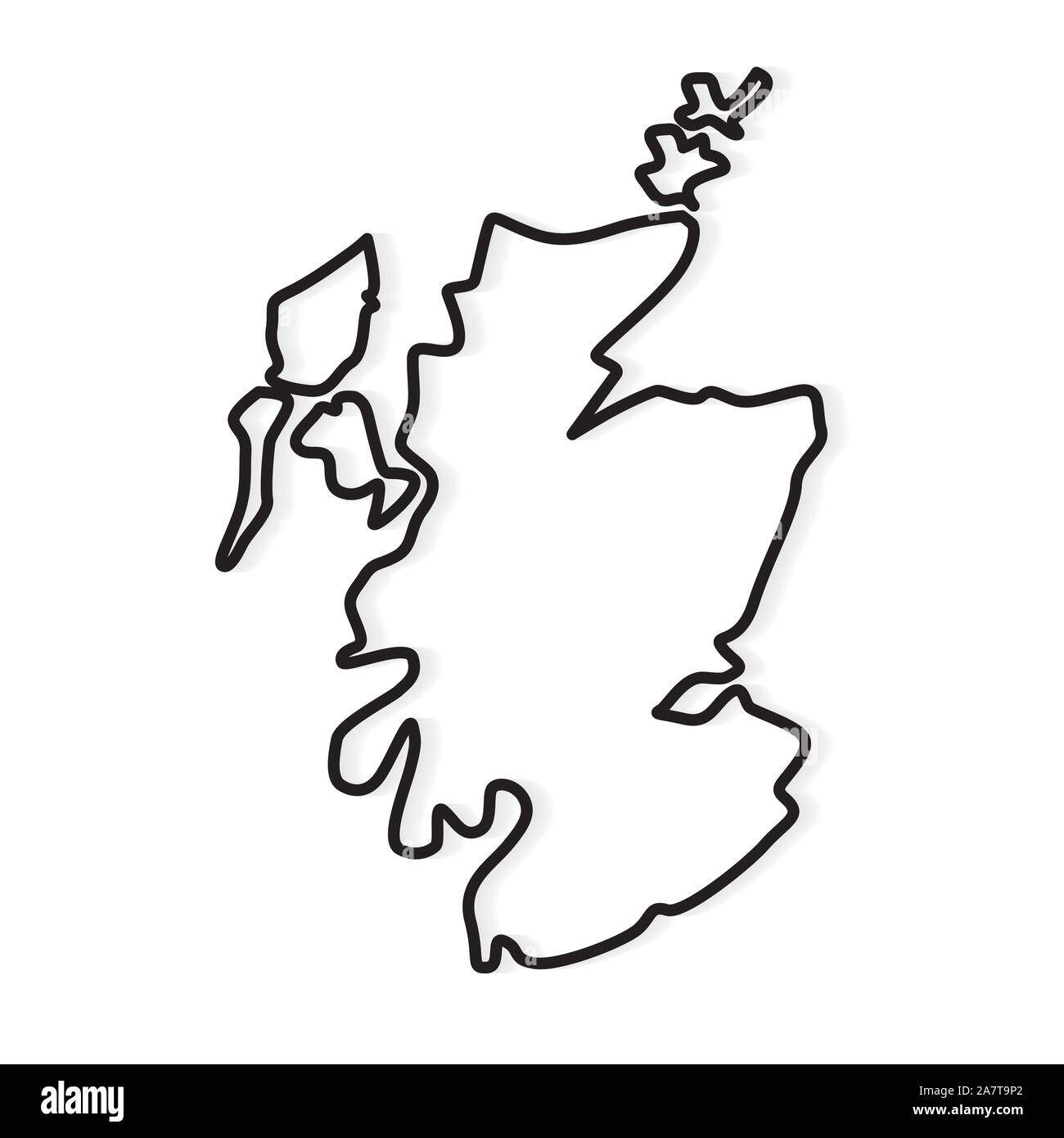 abstract black outline of Scotland map- vector illustration Stock