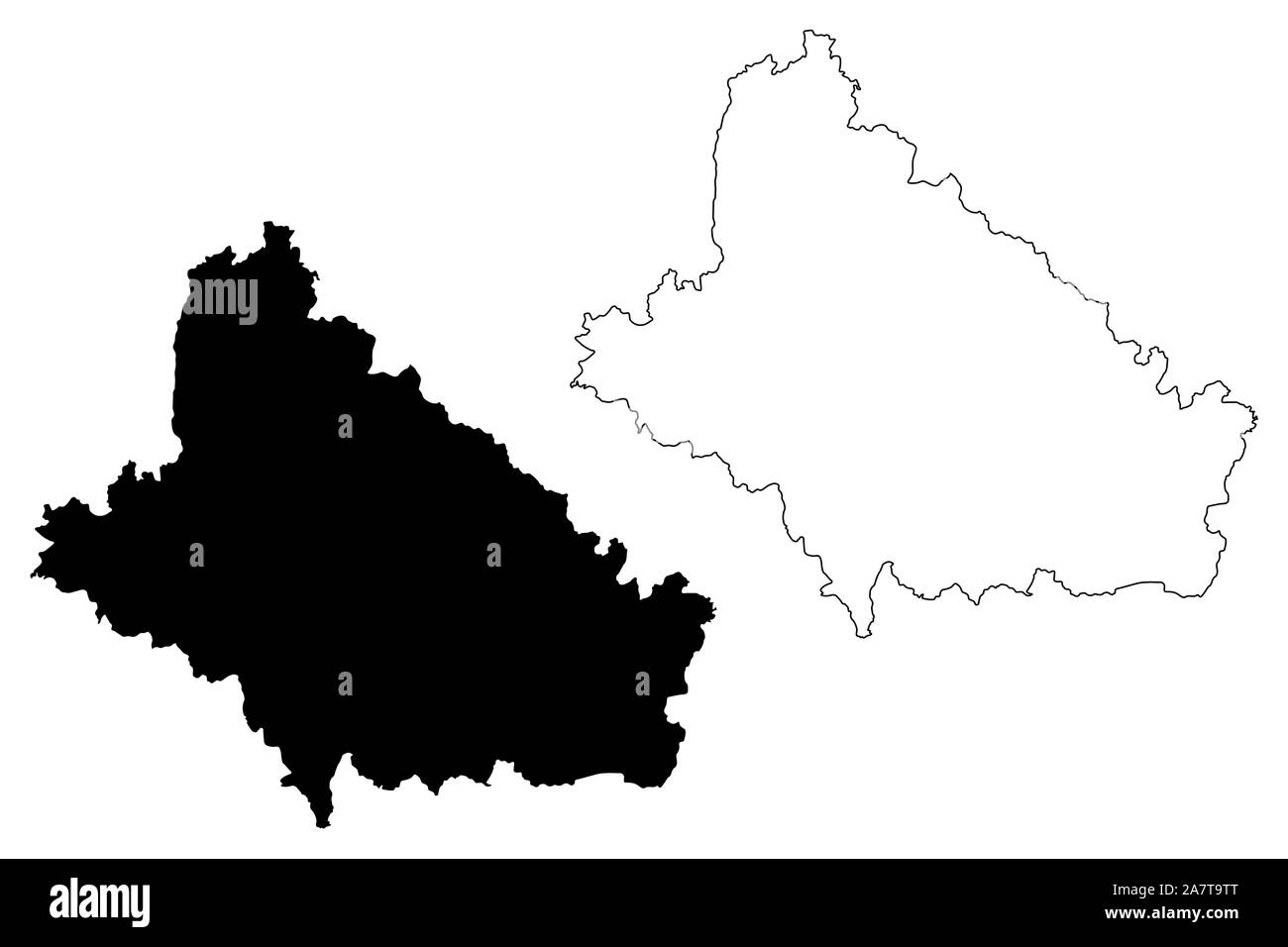 Bjelovar-Bilogora County (Counties of Croatia, Republic of Croatia) map vector illustration, scribble sketch Bjelovar Bilogora map Stock Vector