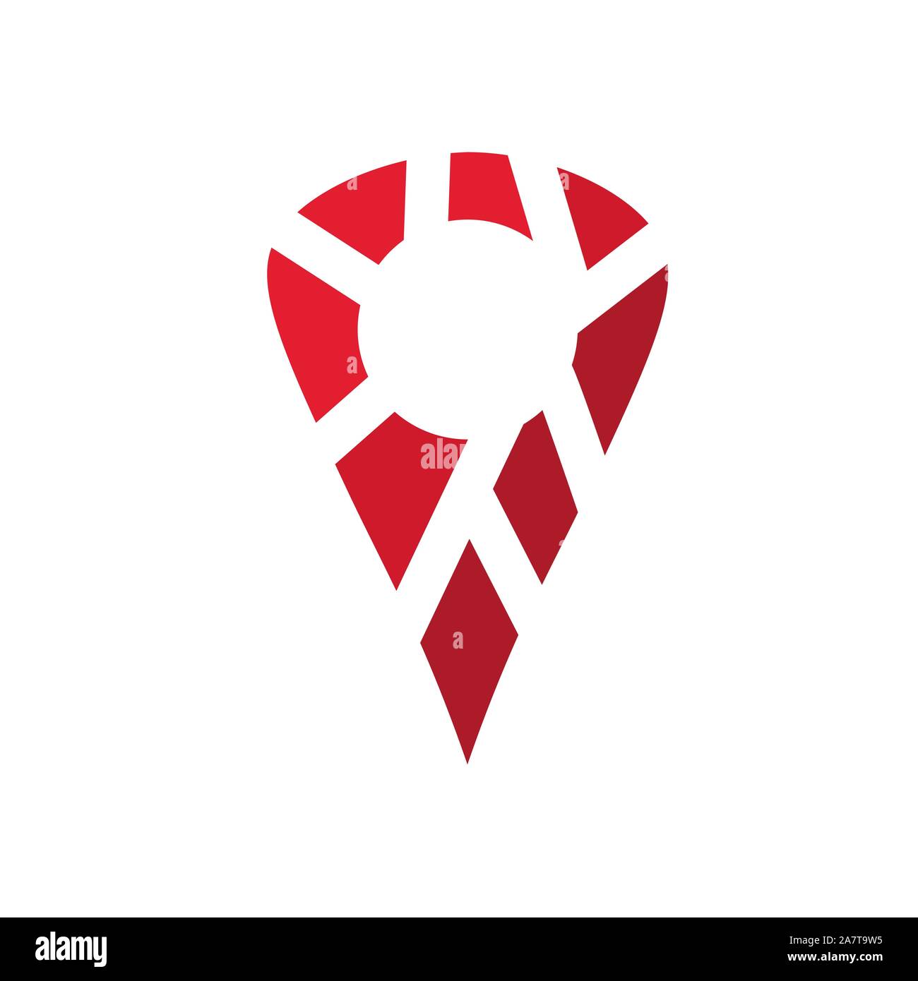 red geometric location pin icon- vector illustration Stock Vector