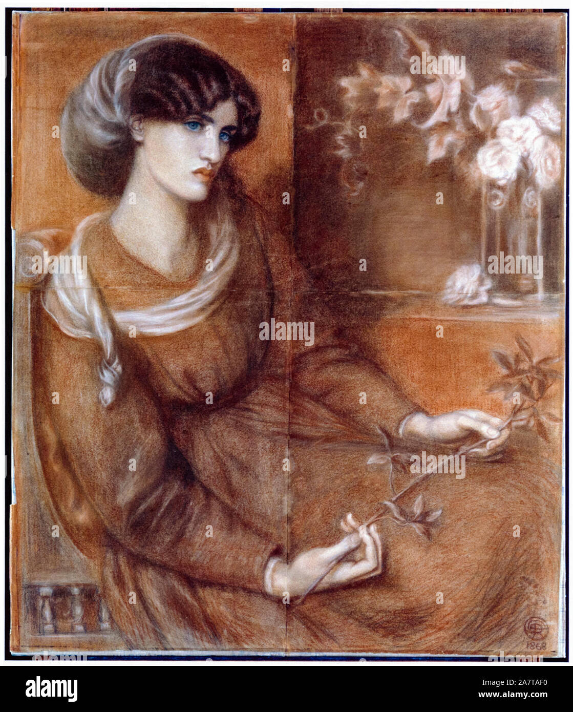 Jane Morris, Study for 'Mariana', (Mrs William Morris), drawing by Dante Gabriel Rossetti, 1868 Stock Photo