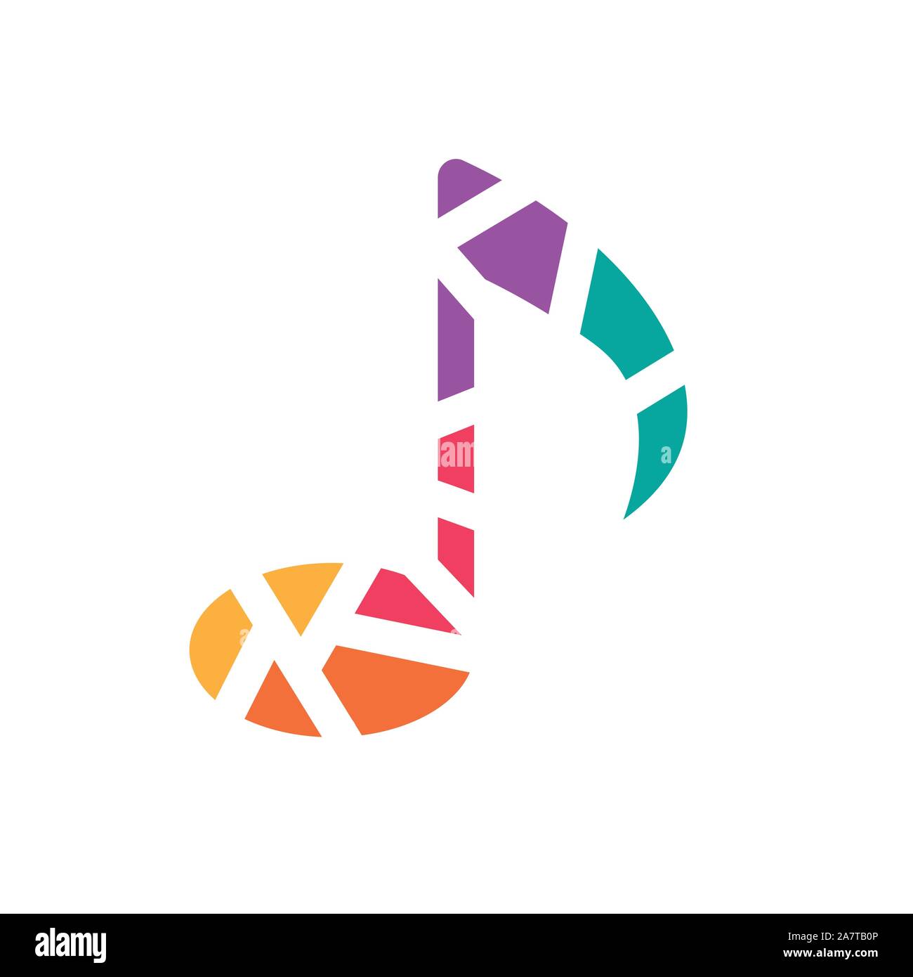 colorful geometric music note icon- vector illustration Stock Vector