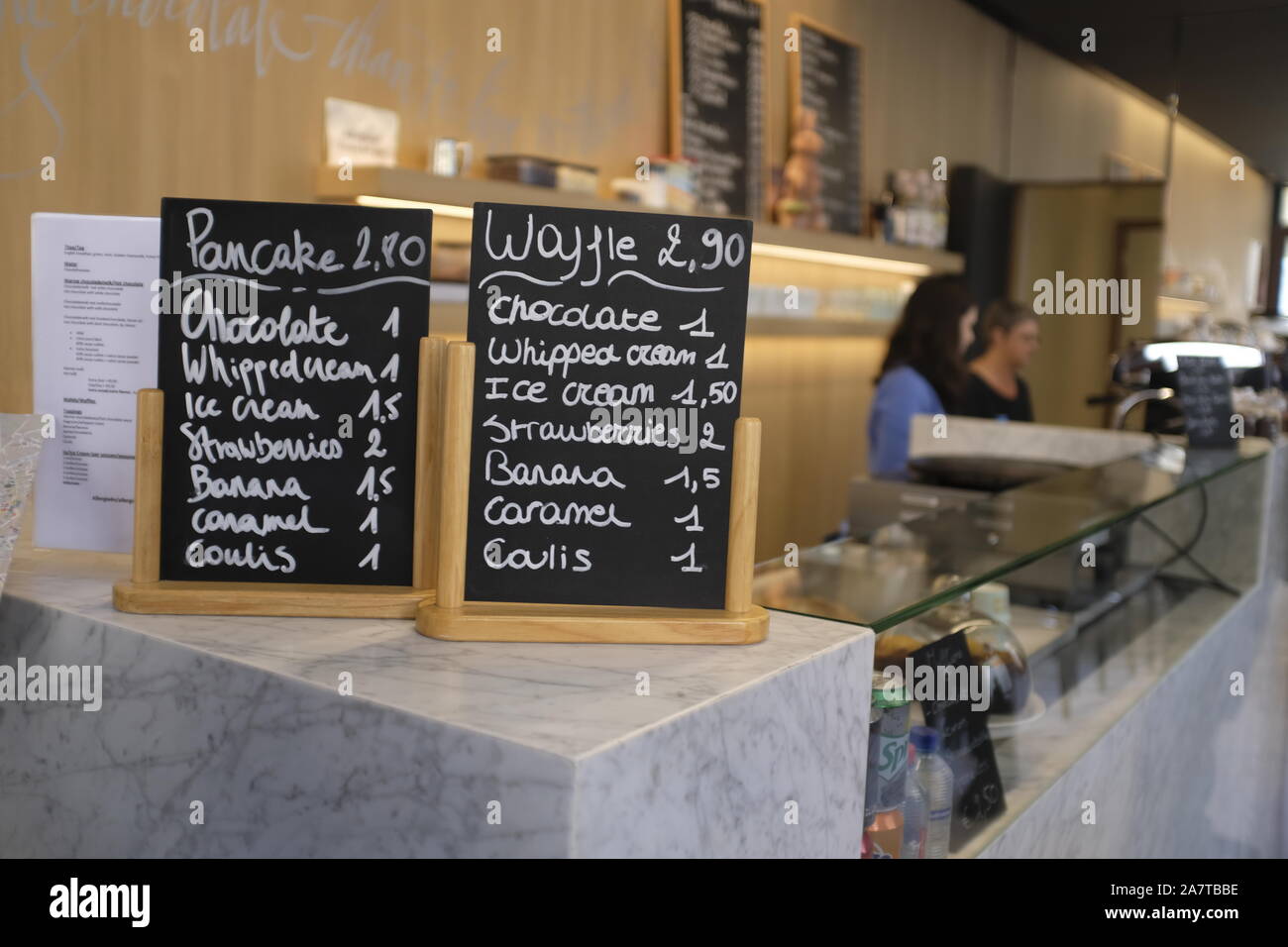 waffle café in Bruges, Belgium Stock Photo Alamy