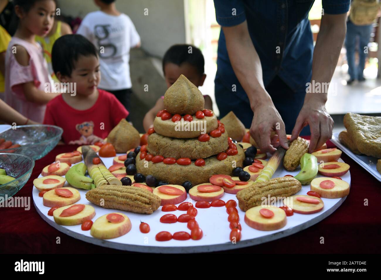 Tourists Use Fodder And Fruits To Make A Birthday Cake For Giant Panda Xin Xing During Her 37th 4226