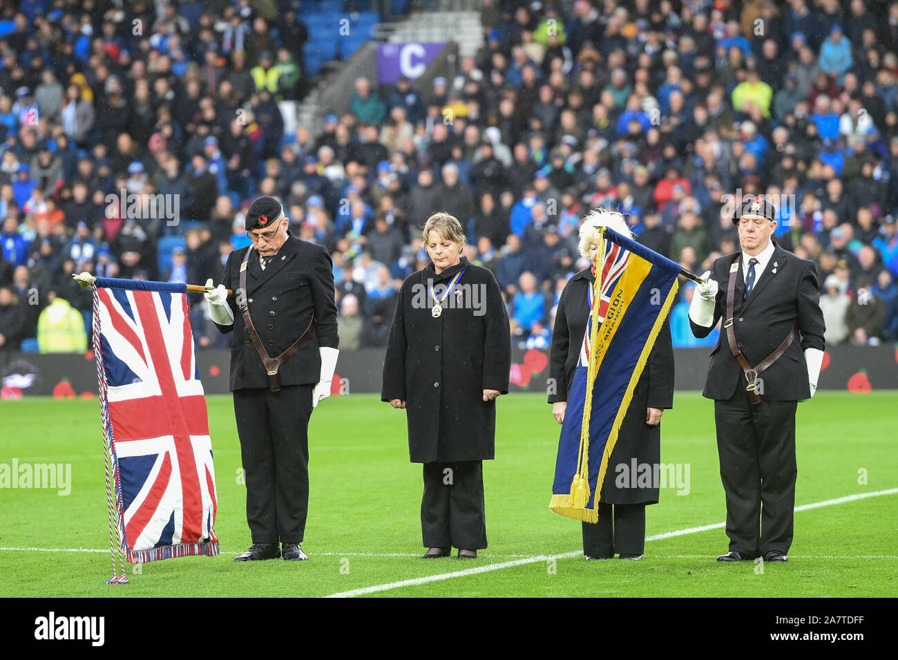 2nd November 2019, American Express Community Stadium, Brighton and Hove, England; Premier League, Brighton and Hove Albion v Norwich City :minutes silence Credit: Phil Westlake/News Images Stock Photo