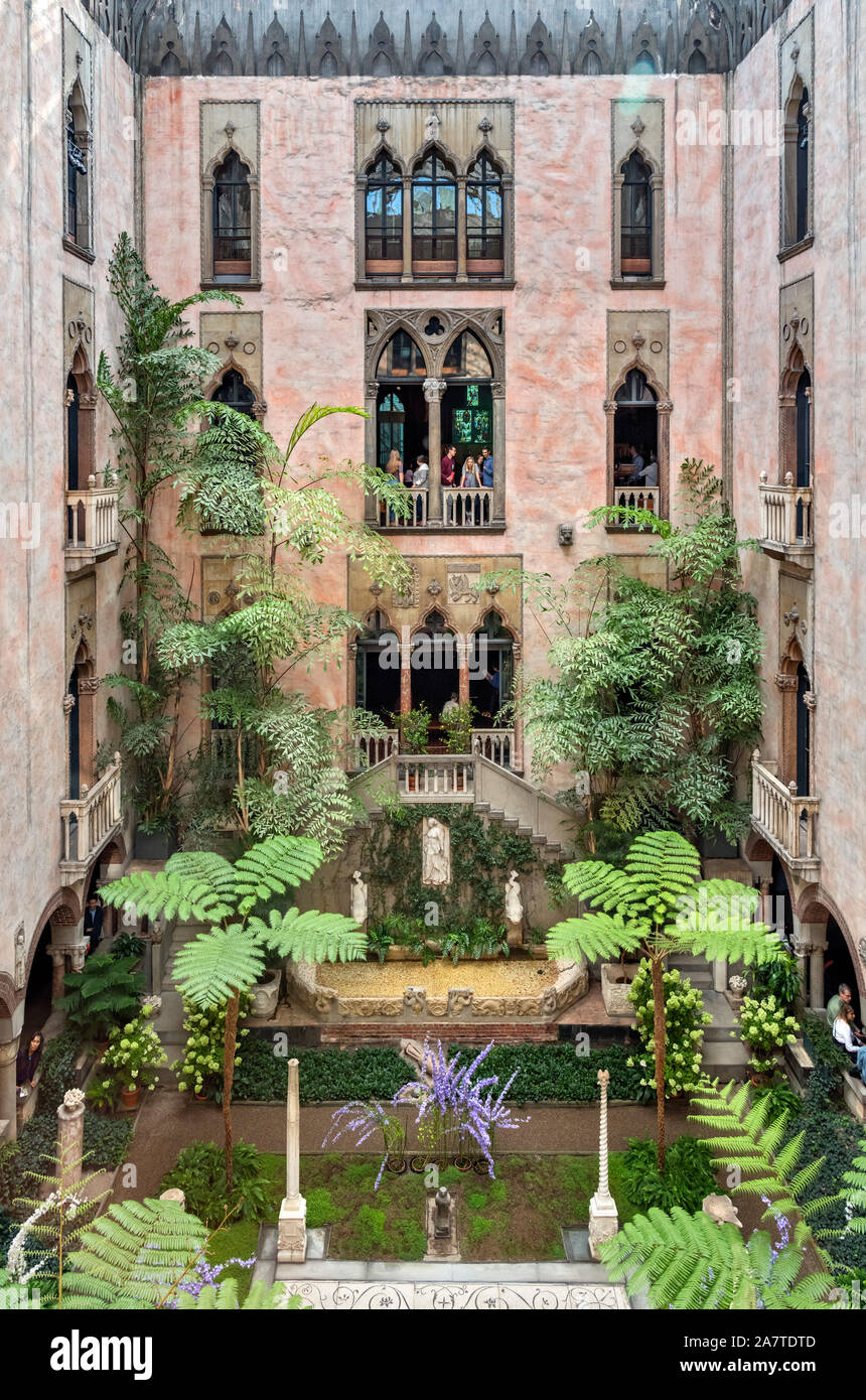 Courtyard of the Palazzo, Isabella Stewart Gardner Museum, Boston, Massachusetts, USA Stock Photo