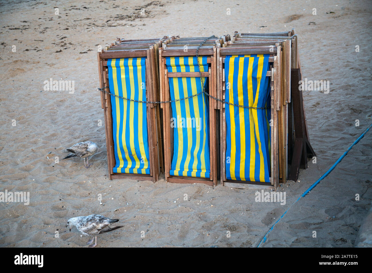 Secured Deckchairs Stock Photo