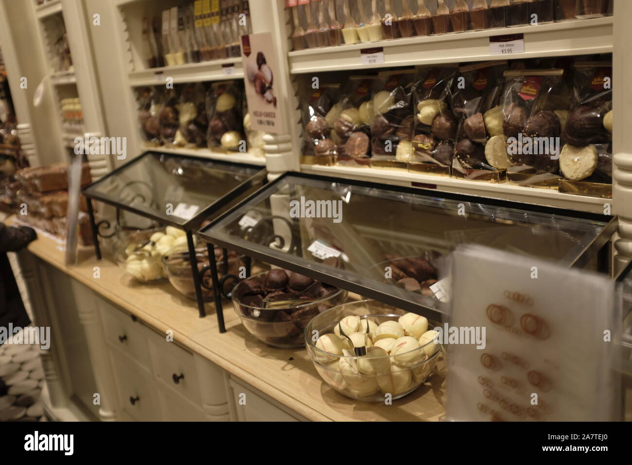 inside a chocolate shop in Bruges, Belgium Stock Photo Alamy