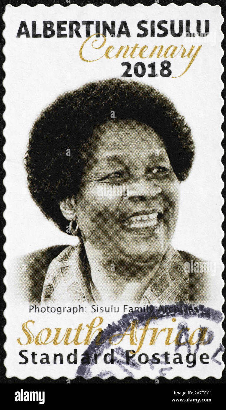 Aged Albertina Sisulu on south african postage stamp Stock Photo Alamy