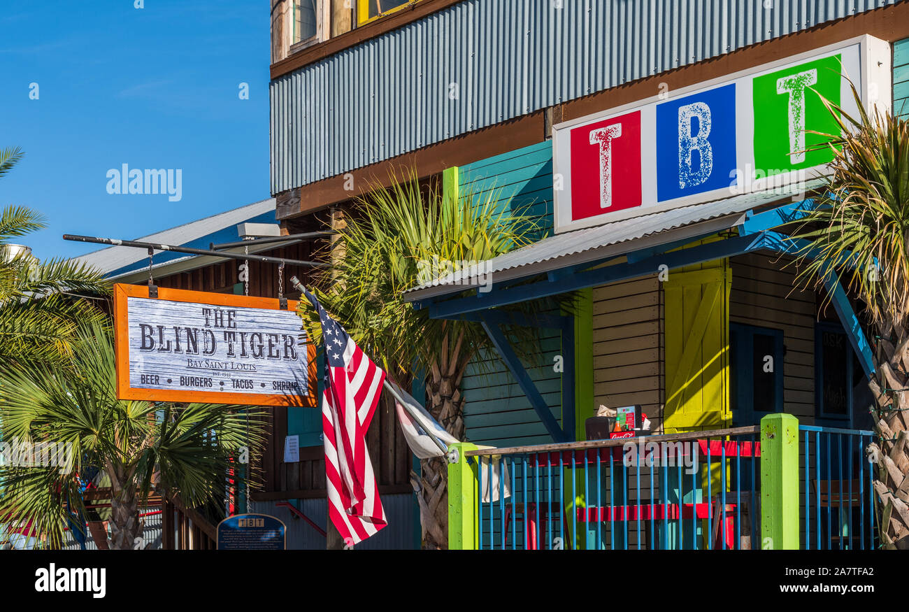 The Blind Tiger seafood restaurant, Bay St Louis, Mississippi, USA Stock Photo