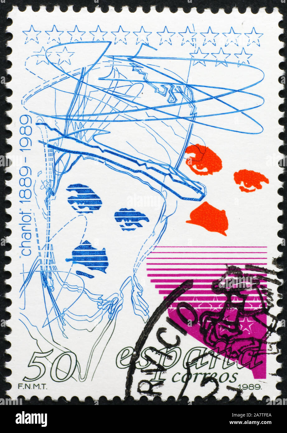 Charlot on spanish postage stamp Stock Photo