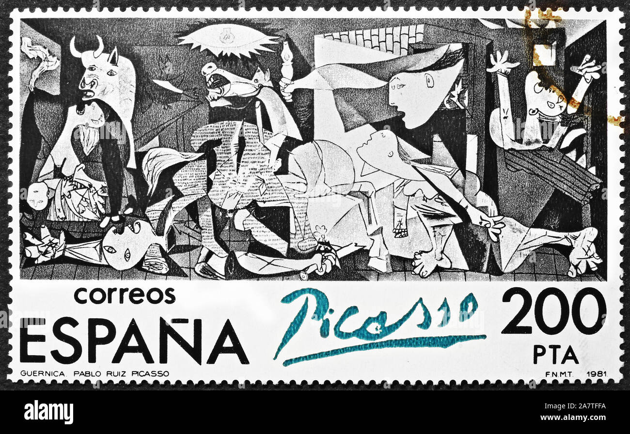Guernica by Picasso reproduced on a postage stamp Stock Photo