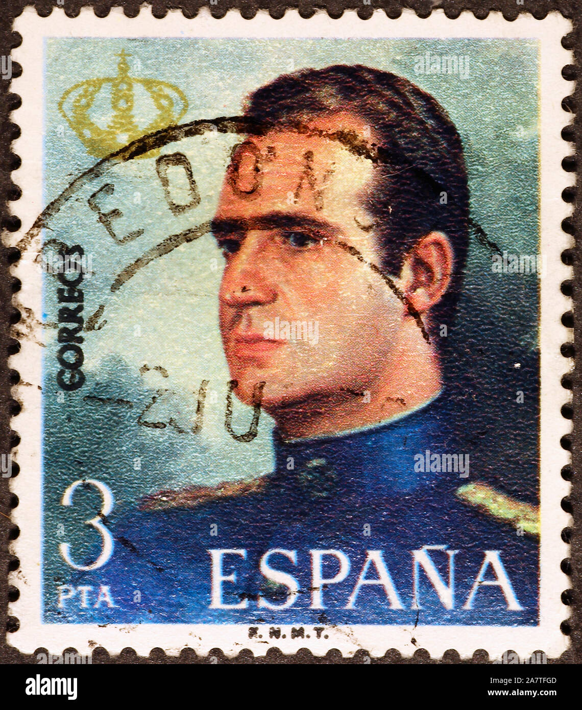 King Juan Carlos on spanish postage stamp Stock Photo