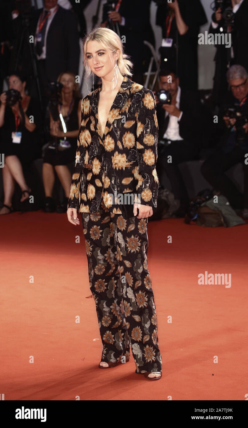 VENICE, ITALY - AUGUST 29,2019: Anais Gallagher walks the red carpet of