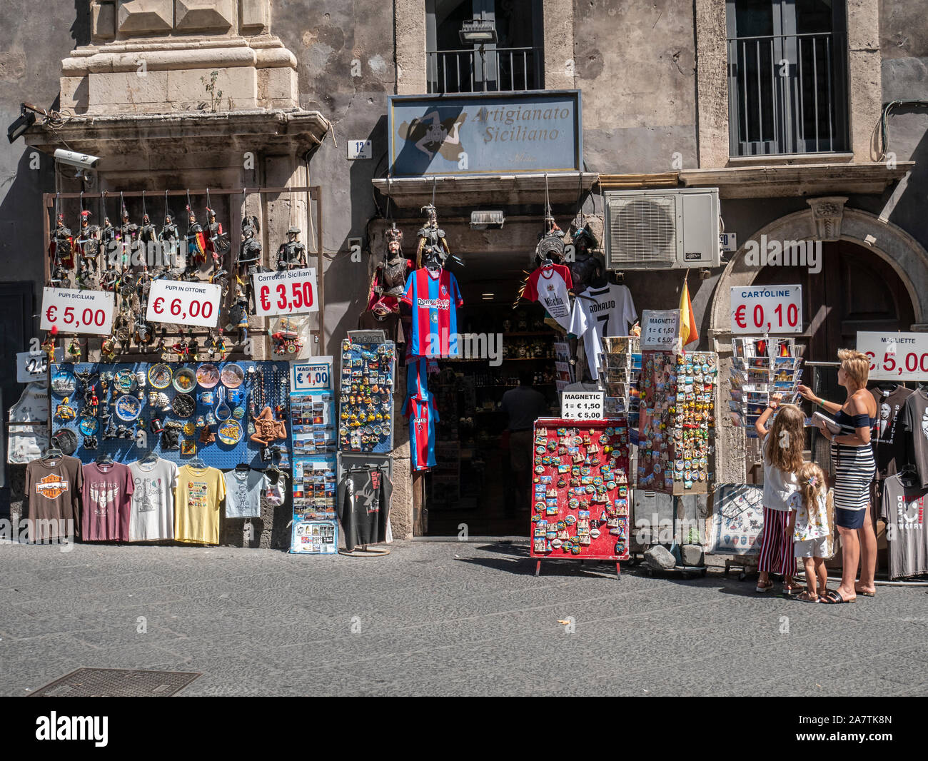 Tourist souvenir shop Catania Sicily Stock Photo