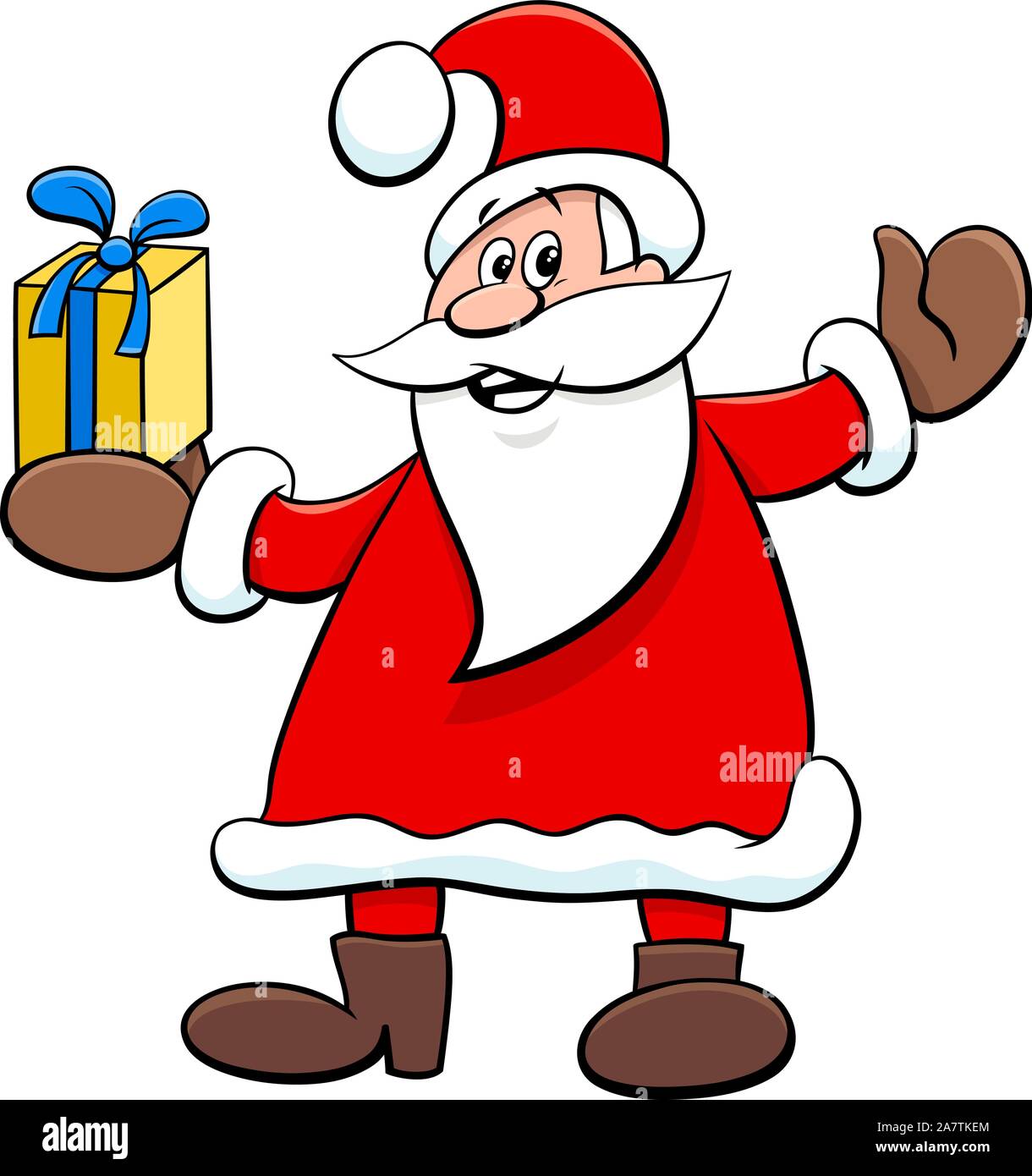 Cartoon Illustration Of Funny Santa Claus Character With