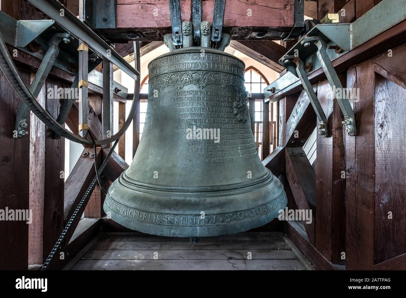 The big bell on city tower in Chomutov, Czech Republic Stock Photo - Alamy
