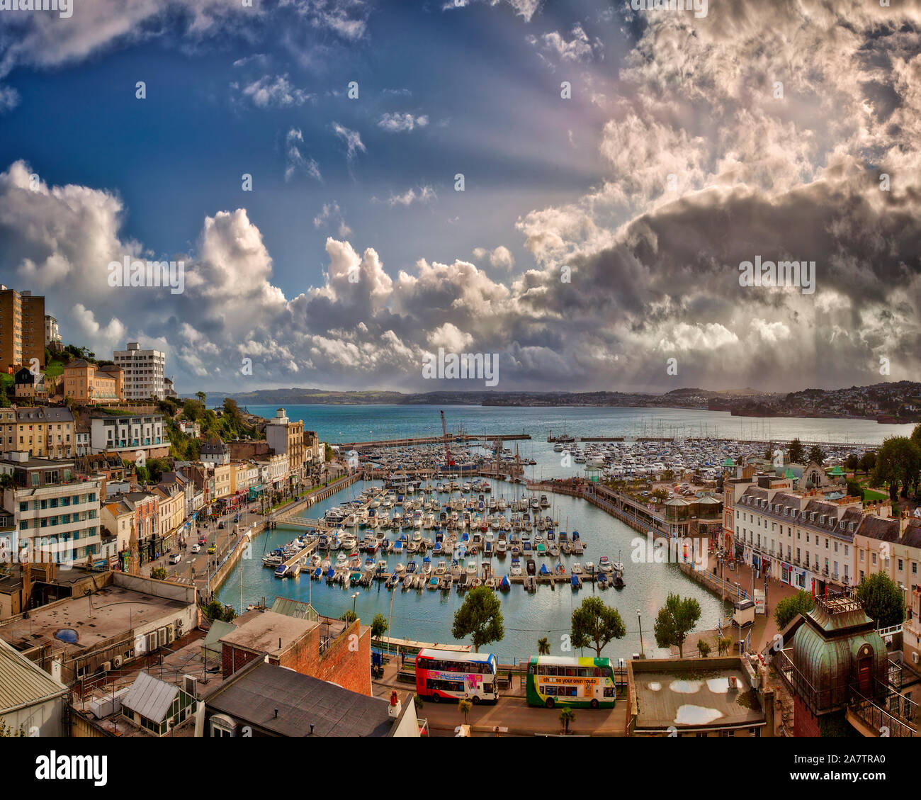 GB - DEVON: Torquay Inner Harbour with Tor Bay in background  (HDR-Image) Stock Photo