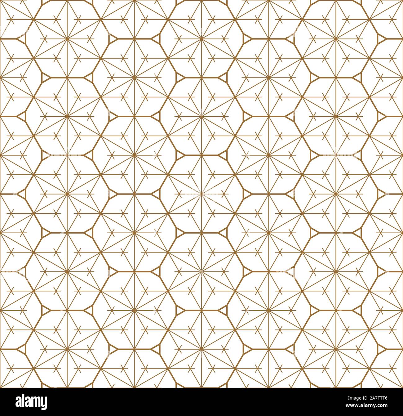 Decorative seamless geometric pattern in Japanese style Kumiko .Gold